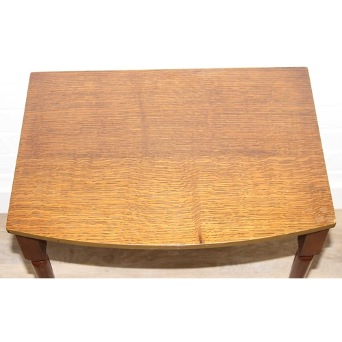 84 - Oak nest of tables with bow fronts, the largest 50cm x 36cm x 55cm