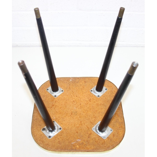 90 - Two retro tables with floral design tops, each 30cm x 30cm x 33cm