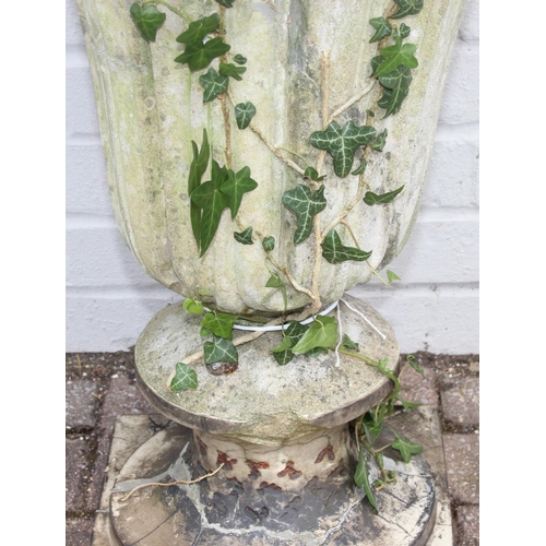 320 - Two antique garden urns, the largest 52cm diameter x 67cm tall [2]