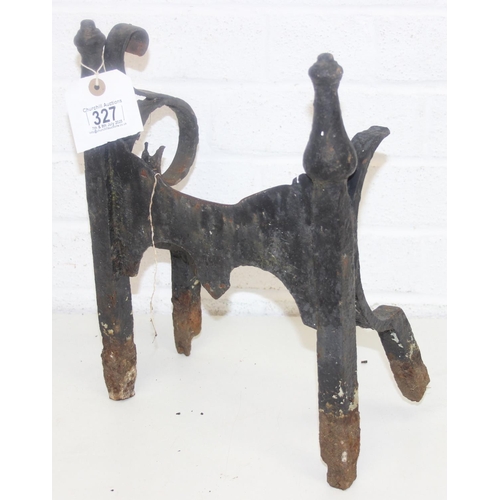 327 - Antique wrought iron boot scraper, 27cm x 13cm x 35cm