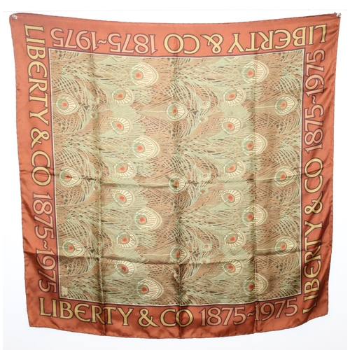 223 - Liberty of London 100th anniversary silk scarf with Hera peacock feather design, and a 1953 coronati... 