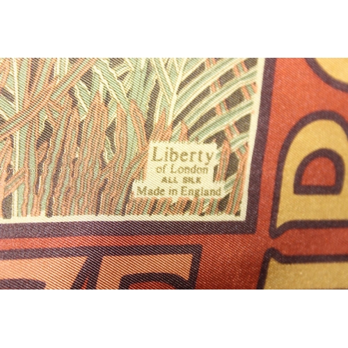 223 - Liberty of London 100th anniversary silk scarf with Hera peacock feather design, and a 1953 coronati... 