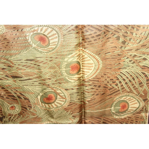 223 - Liberty of London 100th anniversary silk scarf with Hera peacock feather design, and a 1953 coronati... 
