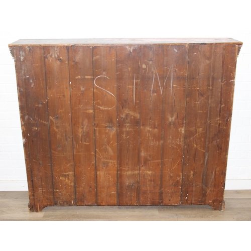 92 - An antique black painted pine bookcase with decorative roundels to shelf, approx 161cm x 30cm x 134c... 