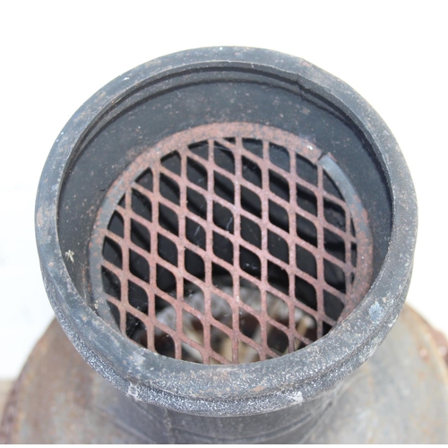 317 - A vintage metal chimenea or garden brazier, 90cm tall