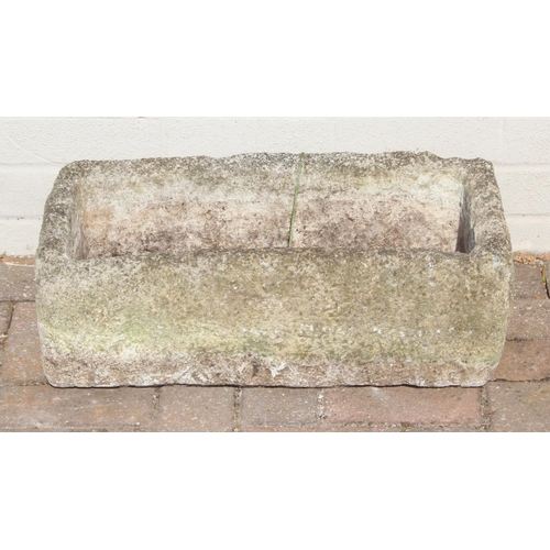 318 - An antique carved stone garden trough or planter, likely 19th century, 57cm x 30cm x 19cm