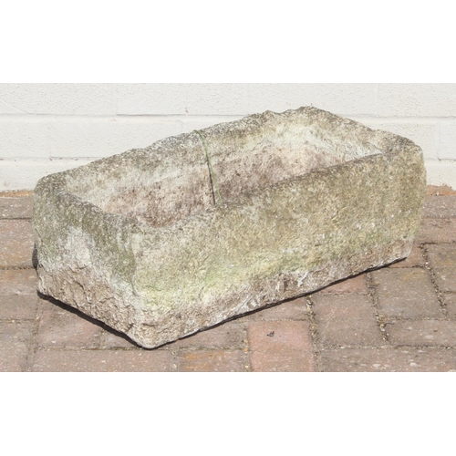 318 - An antique carved stone garden trough or planter, likely 19th century, 57cm x 30cm x 19cm