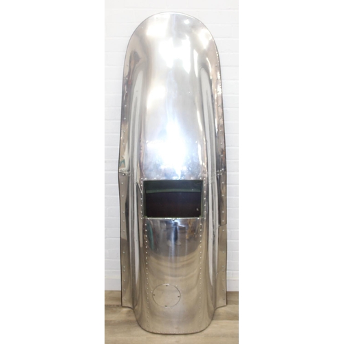 199D - An unusual aviation Airstream aluminium style section designed as a wing from a plane, with cut out ... 