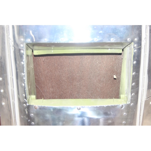 199D - An unusual aviation Airstream aluminium style section designed as a wing from a plane, with cut out ... 