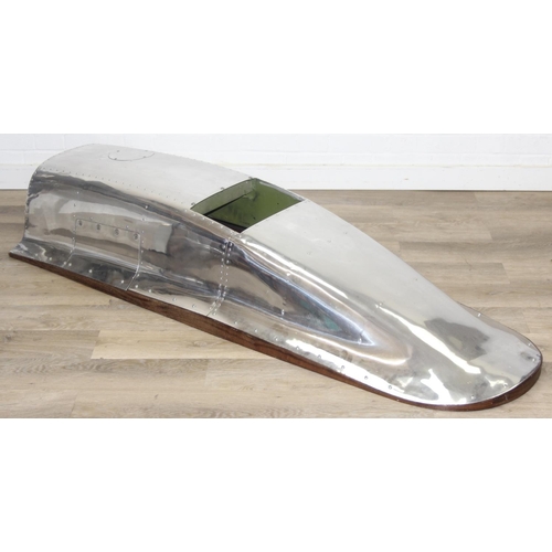 199D - An unusual aviation Airstream aluminium style section designed as a wing from a plane, with cut out ... 
