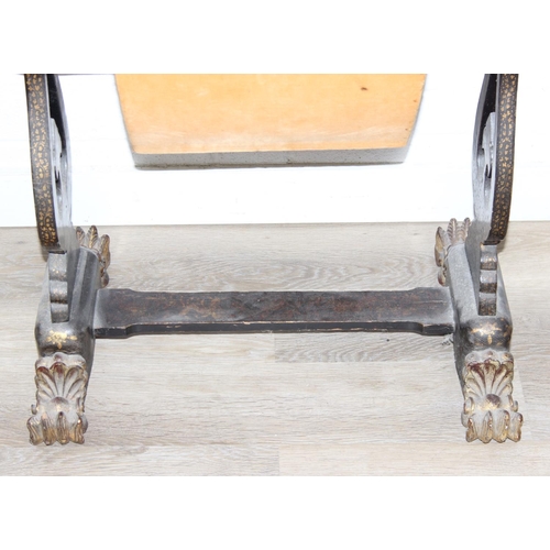 32 - A 19th century Chinese export lacquer work table or sewing table, the top with rounded corners, deco... 