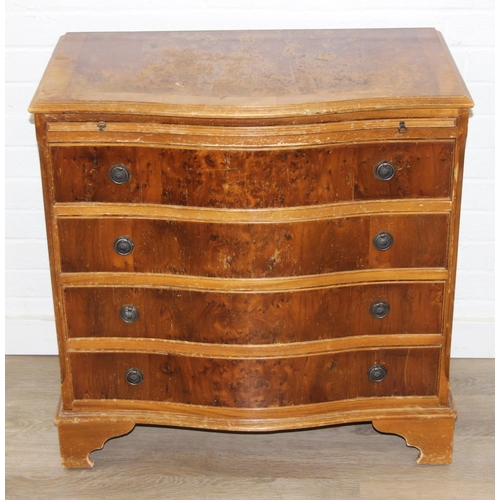196 - An antique style serpentine 4-drawer chest of drawers with dressing slide, 78cm x 45cm x 79cm