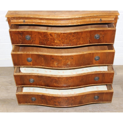 196 - An antique style serpentine 4-drawer chest of drawers with dressing slide, 78cm x 45cm x 79cm