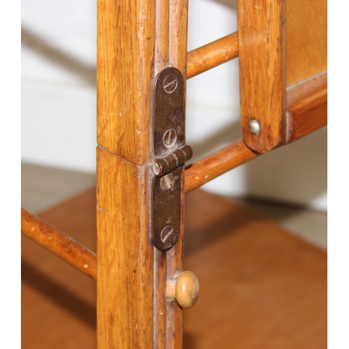 188 - A vintage child's highchair with blue upholstery, 54cm x 52cm x 96cm