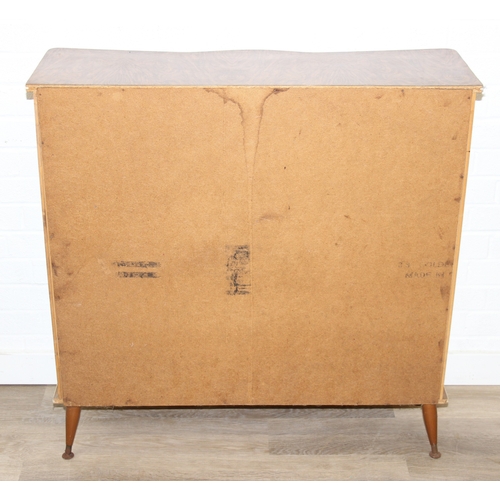 62 - A retro 1950's display or cocktail cabinet with mirror front and glass shelves, 91cm x 28cm x 93cm