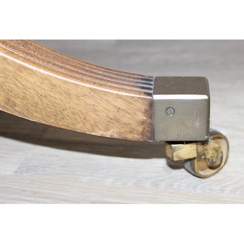 78 - An antique style drum or library table with inlay, four real drawers and four faux drawers, 91cm in ... 