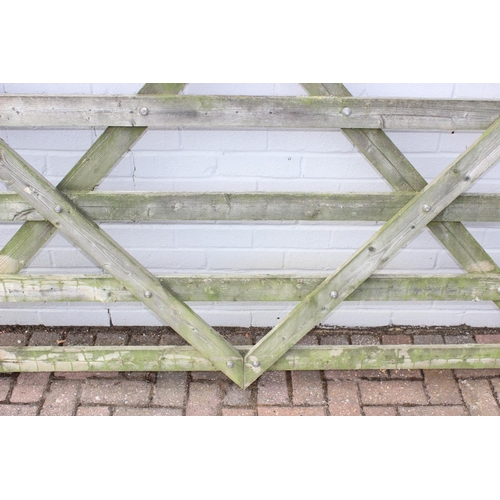 302 - Weathered five bar wooden garden gate, 203cm wide x 122cm tall