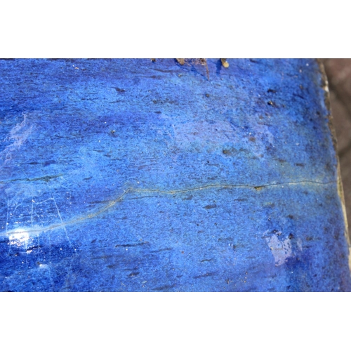 310 - A large blue glazed garden planter or pot, 50cm in diameter x 32cm tall