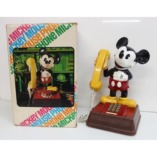 685 - 1976 Mickey Mouse push button phone, complete with box, manual and booklet. Model TMIF 8000 by Deco-... 