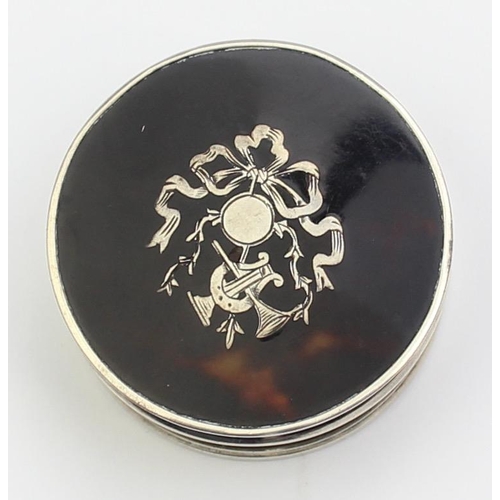 An antique silver and tortoiseshell pill box with marked for Birmingham ...
