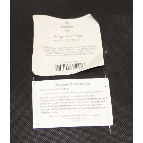 65 - A pair of retro style Ringo armchairs with black painted wooden legs, Friesian cow hide style uphols... 