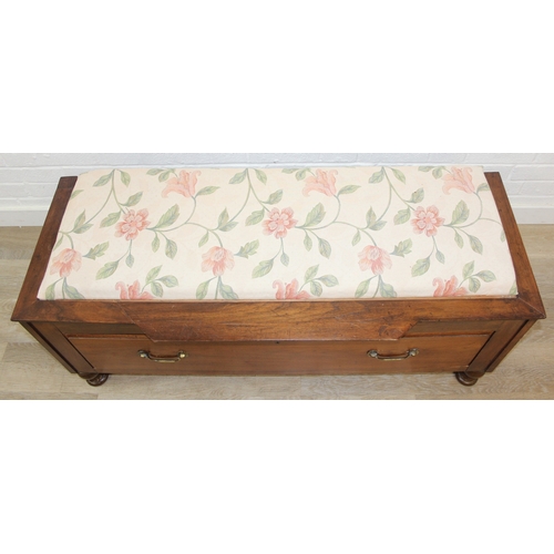 83 - An unusual antique window seat or ottoman with floral upholstered top and long drawer to base, made ... 