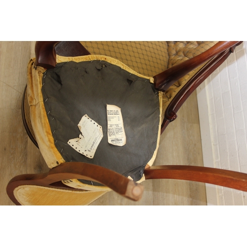 70 - An antique style telephone table and a similar designed set of six upholstered button back chairs, t... 