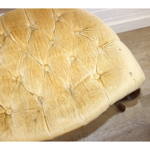 70 - An antique style telephone table and a similar designed set of six upholstered button back chairs, t... 