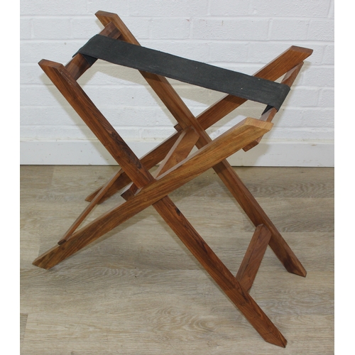 115 - A vintage wooden serving tray or butler's tray on stand, 54cm x 36cm x 77cm