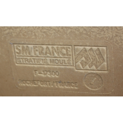 105 - An unusual bistro table with metal base, the table top with cheetah print design, the top by SM Fran... 