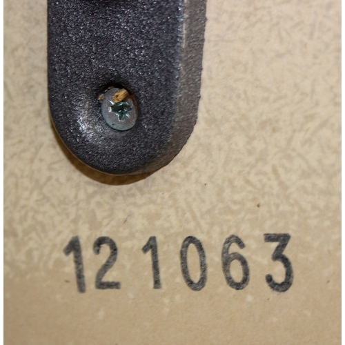 105 - An unusual bistro table with metal base, the table top with cheetah print design, the top by SM Fran... 