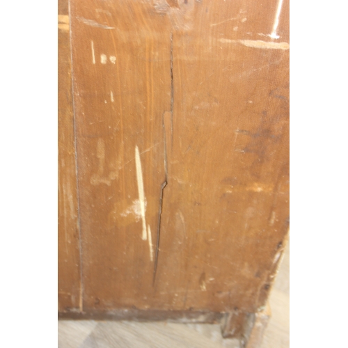 71 - A Victorian pine dressing chest with mirror top and two over two drawers to base, 88cm x 51cm x 152c... 