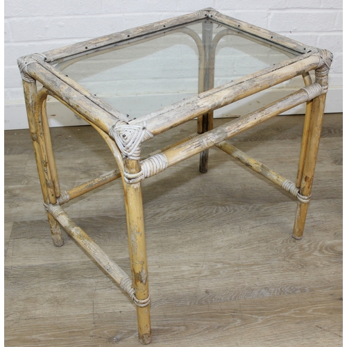 101 - Four pieces of bamboo furniture to inc a pair of armchairs in the manner of Franco Albini, a small g... 