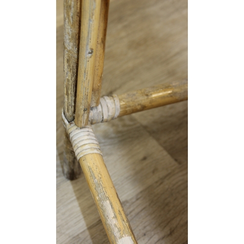 101 - Four pieces of bamboo furniture to inc a pair of armchairs in the manner of Franco Albini, a small g... 