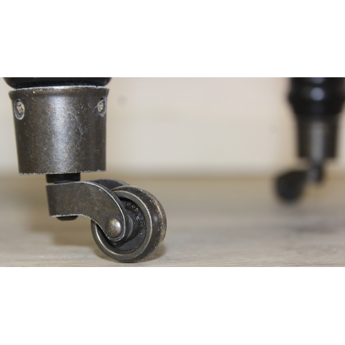 92 - A very large antique style footstool with kilim style top and turned ebonised legs, 220cm x 45cm x 5... 