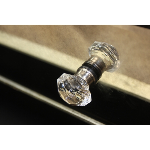 103 - An unusual gilt and distressed mirrored three drawer chest of drawers with glass handles, 91cm x 51c... 