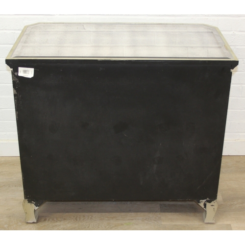 103 - An unusual gilt and distressed mirrored three drawer chest of drawers with glass handles, 91cm x 51c... 