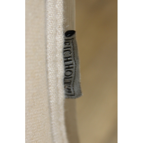 96 - An French style Fauteuil or armchair with distressed mocha coloured painted exposed wooden frame, th... 