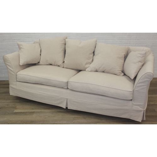 64 - Scatterback sofa with detachable covers in cream fabric, 220cm x 87cm x 80cm