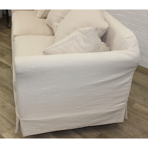 64 - Scatterback sofa with detachable covers in cream fabric, 220cm x 87cm x 80cm