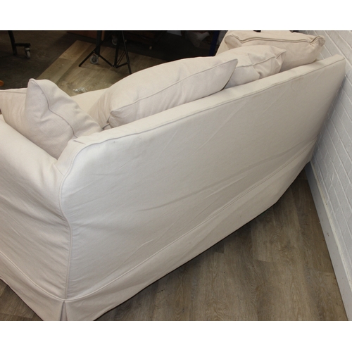 64 - Scatterback sofa with detachable covers in cream fabric, 220cm x 87cm x 80cm