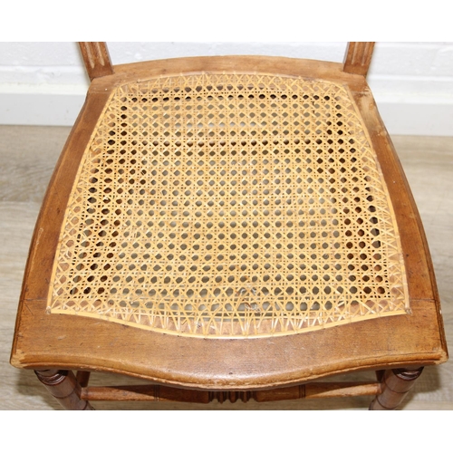 102 - Set of three bergere seated satinwood bedroom or side chairs with pierced and turned details, 85cm t... 