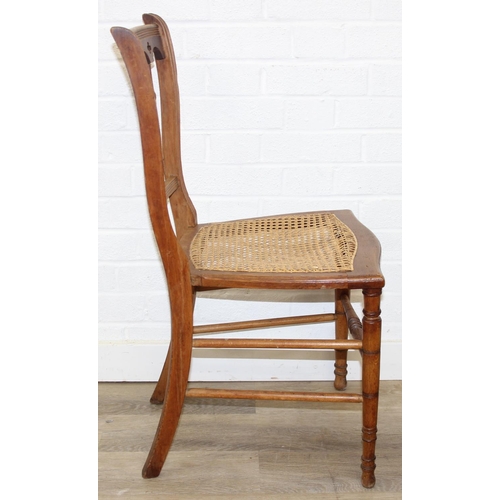 102 - Set of three bergere seated satinwood bedroom or side chairs with pierced and turned details, 85cm t... 