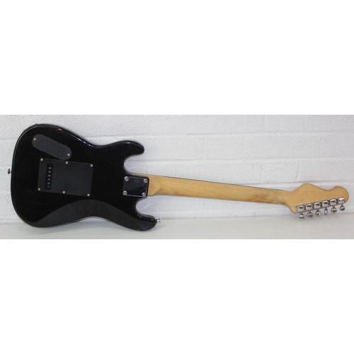 735 - An Encore electric guitar with black body, 98cm long