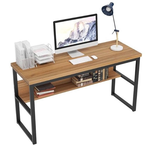 (Oak) Wooden Metal Computer Desk Table with Book Shelf, desk only other ...