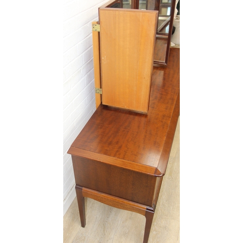 9 - Retro Stag dressing table with five drawers and triple mirror, approx 152cm x 48cm x 128cm