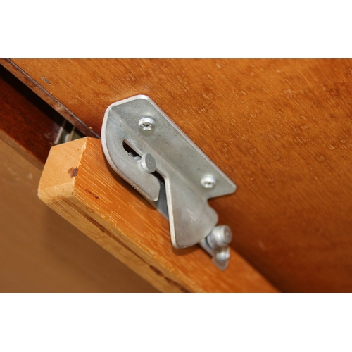 9 - Retro Stag dressing table with five drawers and triple mirror, approx 152cm x 48cm x 128cm