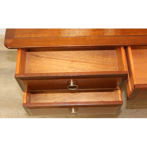 9 - Retro Stag dressing table with five drawers and triple mirror, approx 152cm x 48cm x 128cm