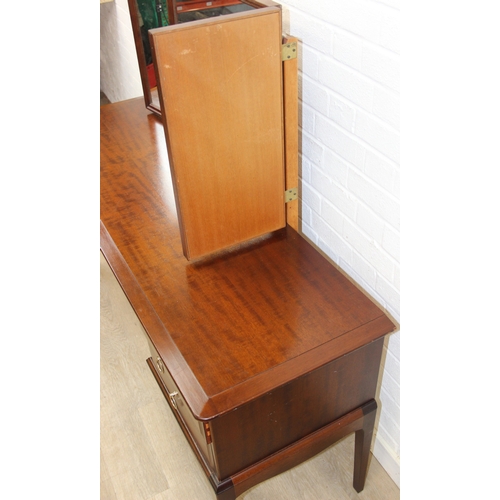 9 - Retro Stag dressing table with five drawers and triple mirror, approx 152cm x 48cm x 128cm