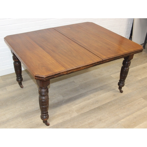 28 - Antique mahogany dining table with turned legs, 134cm x 104cm x 72cm